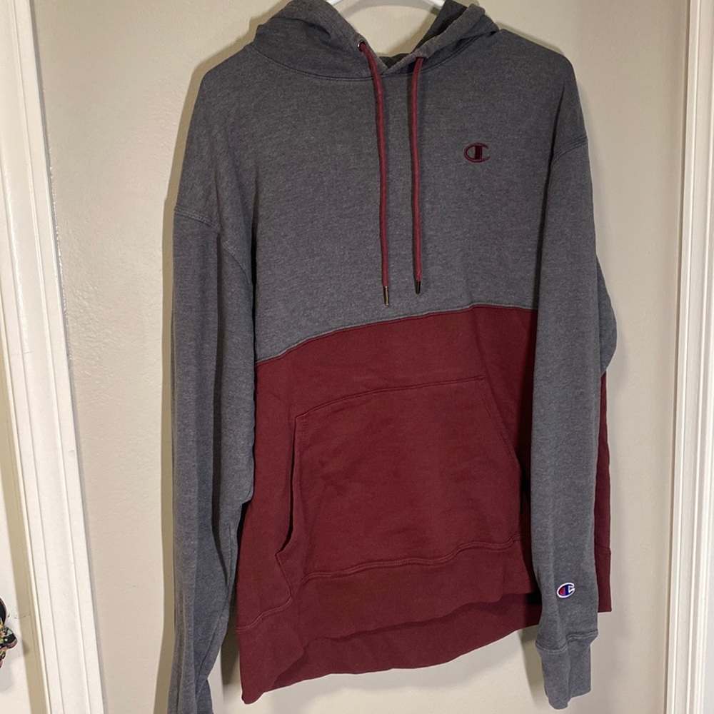 CHAMPION Maroon and gray hoodie